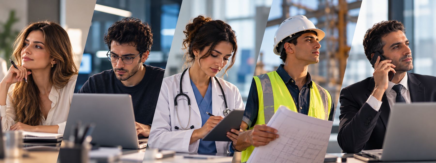 Syrian professionals at work across business, technology, medicine and engineering